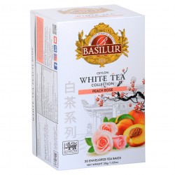 Basilur White Tea Peach Rose biely čaj 20 vreciek