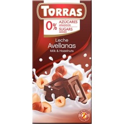 Torras Leche-Avellanas Bezlepková diabetická lieskovooriešková mliečna čokoláda bez pridaného cukru 75g