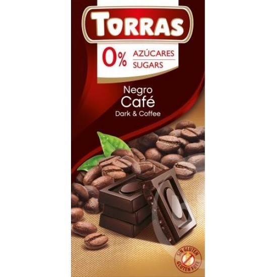 Torras Negro-Café Bezlepková diabetická tmavá čokoláda kávová bez pridaného cukru 75g
